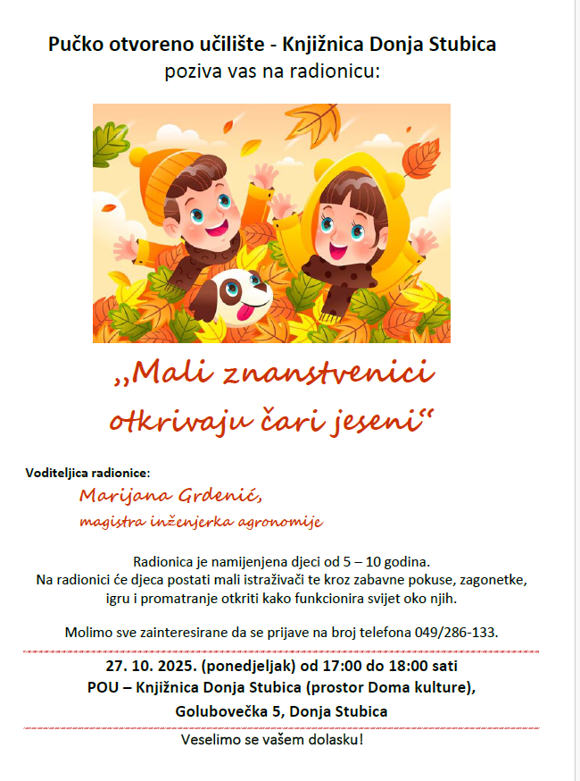 Plakat radionica 27.10.2025