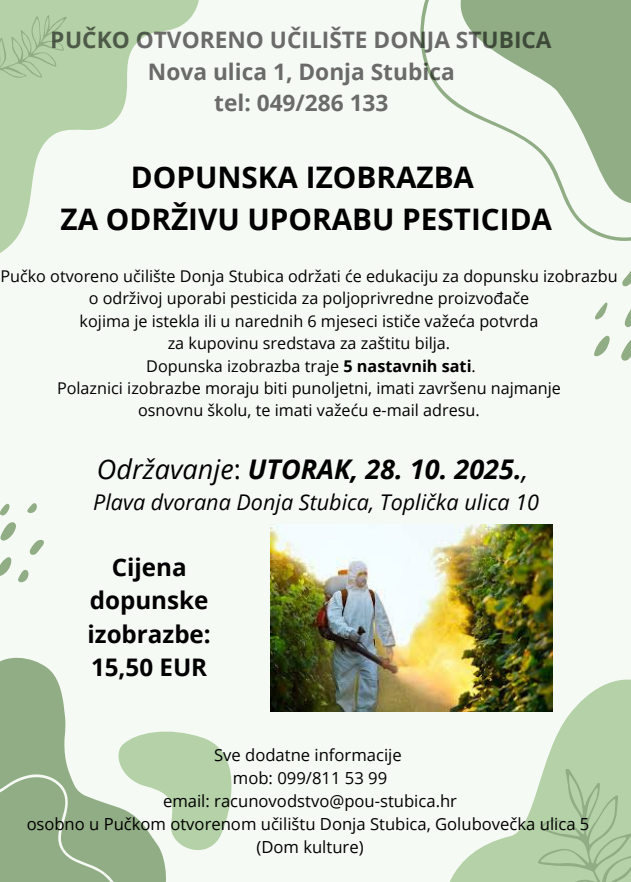 Plakat za face dopunska